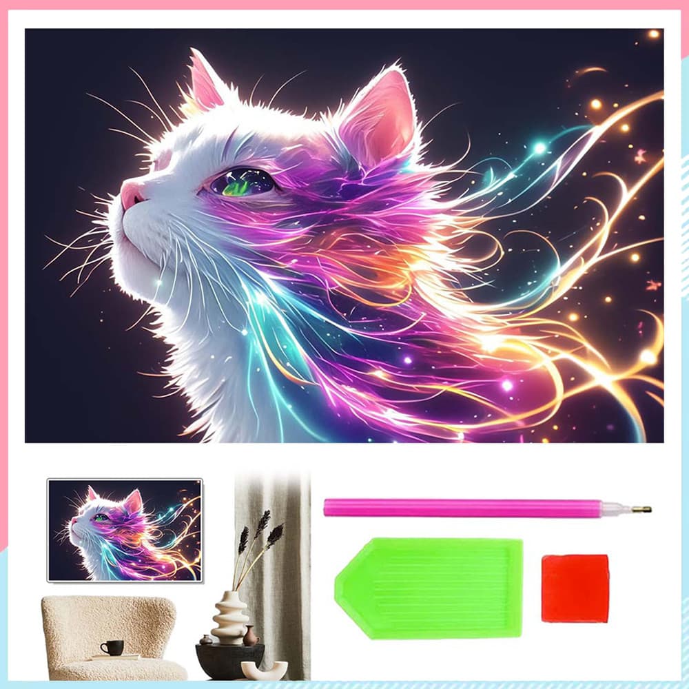 kits de arte de diamante de gato para adultos, pintura de diamante 5D, arte e artesanato com pedras preciosas 30 x 40 cm