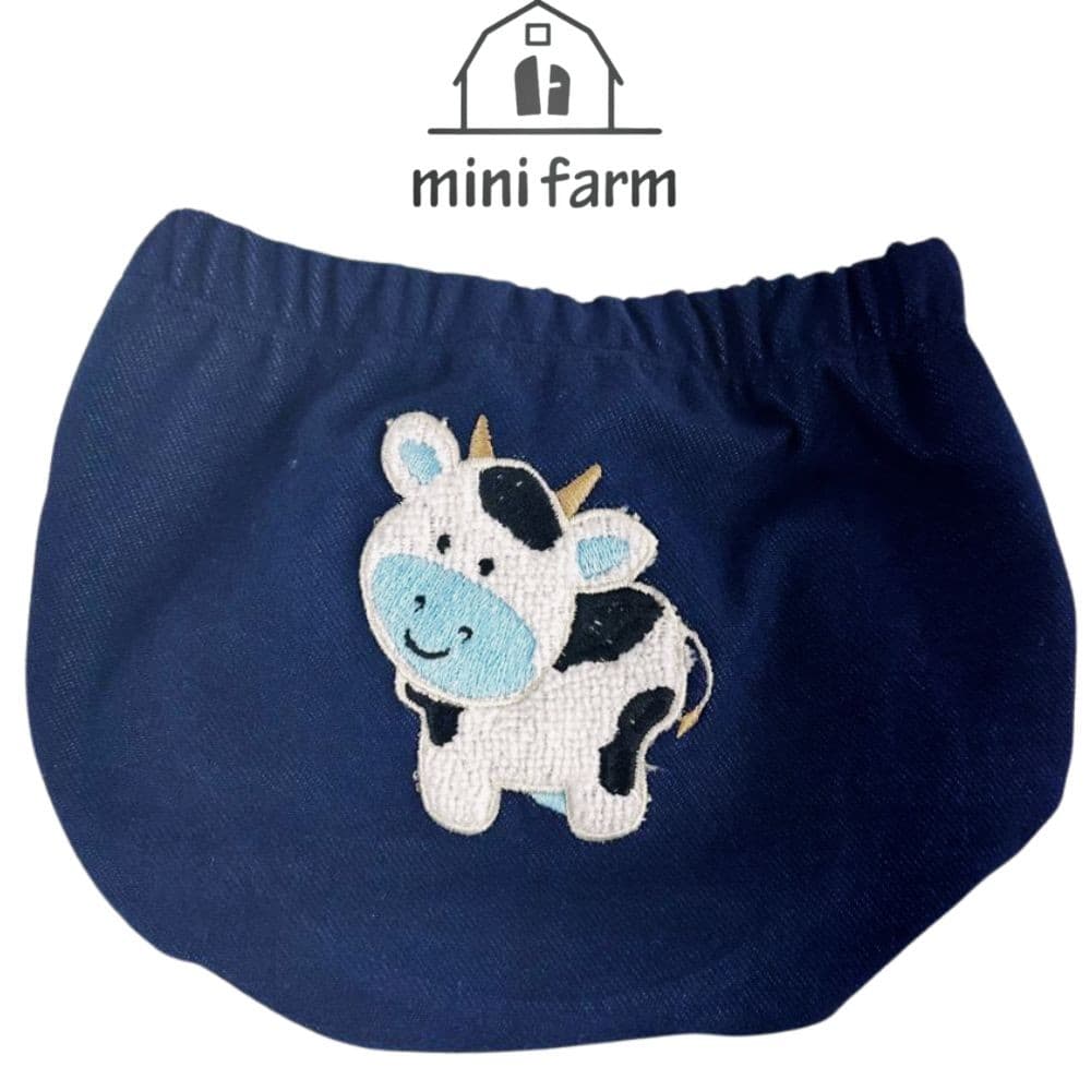 Tapa Fralda Bebê Masculino Com Lycra Azul Marinho Com Bordado De Boizinho Ref: MF242