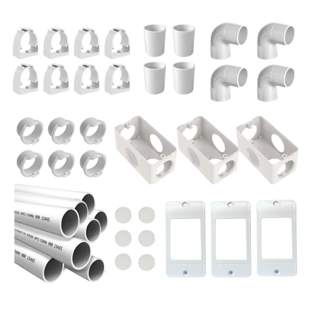 Kit Elétrica Premium Condulete 3/4 " com Placa 3 Teclas Completo 36 peças