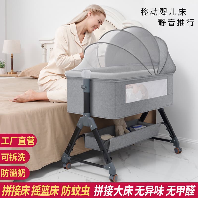 Berço recém-nascido cama emenda cama grande bebê crianças bb berço cama multifuncional móvel dobrável