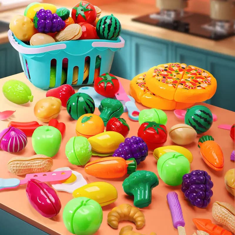 Brinquedo Educativo de Plástico, Conjunto de Cozinha de Brinquedo, Frutas e Vegetais para Cortar, Brinquedos de Simulaçã