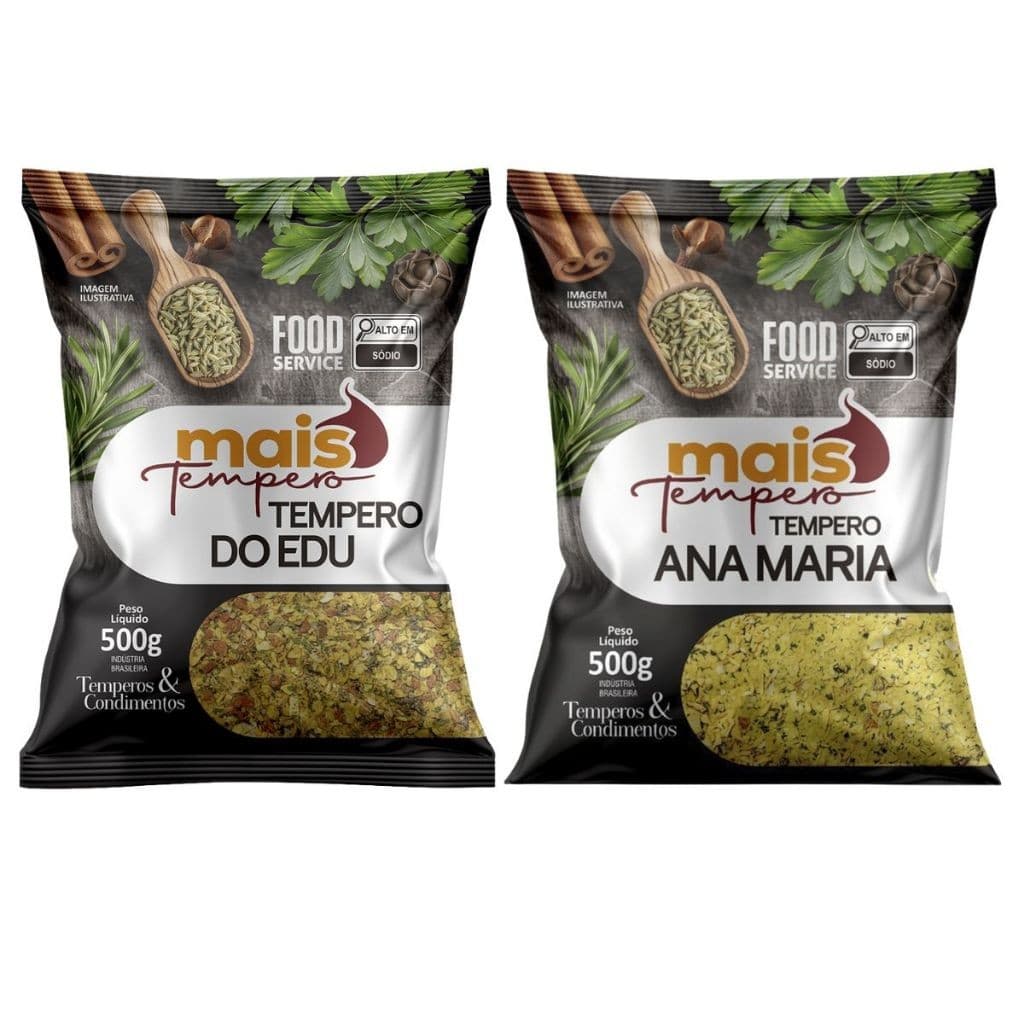 Kit Tempero Do Edu + Ana Maria 500g Cada Tempero Práticidade E Sabor - Mais Tempero - MAIS TEMPERO OFICIAL