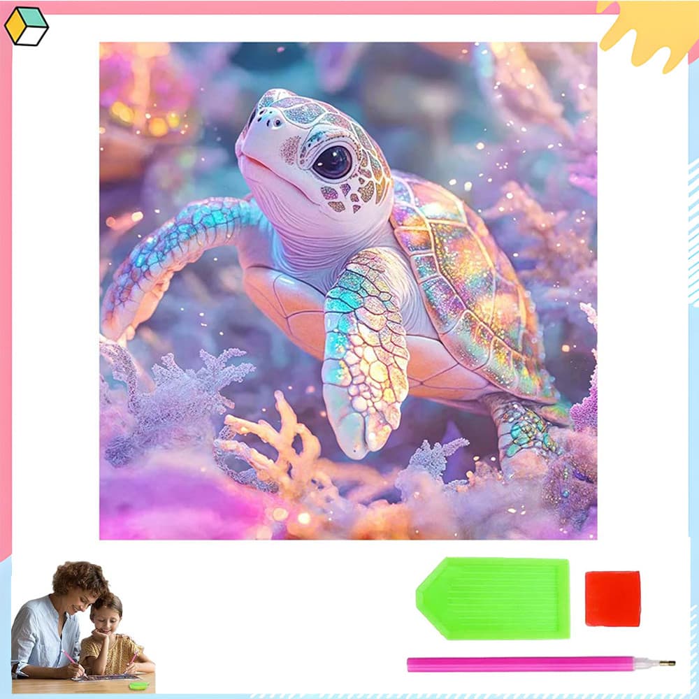 Tartaruga, 30 x 30 cm, kit DIY para pintura com diamantes 5D, ferramentas para pintura com diamantes quadrados