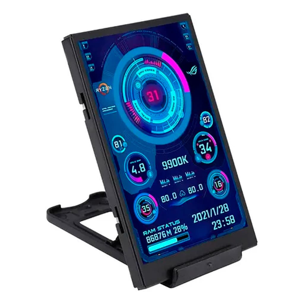 Tela Secundária Monitoramento 3.5 Polegadas Ips USB Monitor LCD Display Gamer Temperatura CPU GPU Memória Preto Tipo C