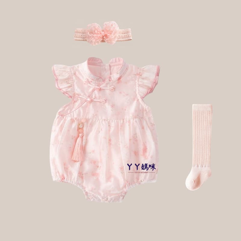 Mês inteiro roupas de bebê roupas de verão fino novo estilo chinês Floral macacão bebê recém-nascido menina cem dias ban