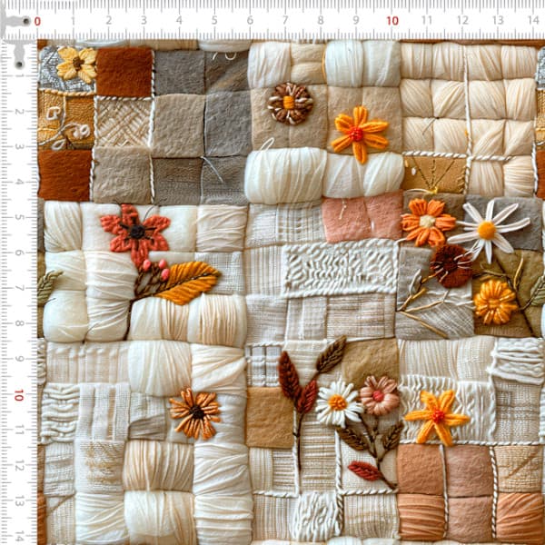 Tecido Tricoline Digital 3D Colcha de Retalhos Florais Patchwork Costura Ateliê Pano DIY Artesanato