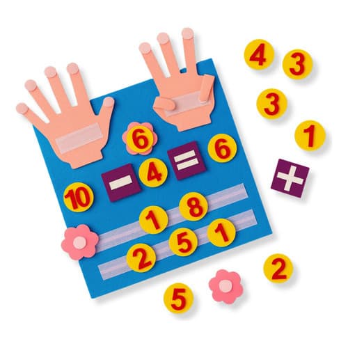 Painel Educativo Matemática Infantil em Feltro com Velcro Aprender Adição e Subtração Interativo