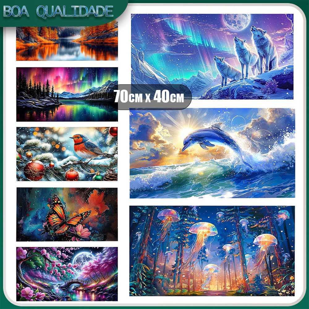 Diamante Art Pintura Diamante 5D Pintura De Diamante Pintura Diy 5D Diamante Quadrado Com 70x40cm Paisagem Aurora