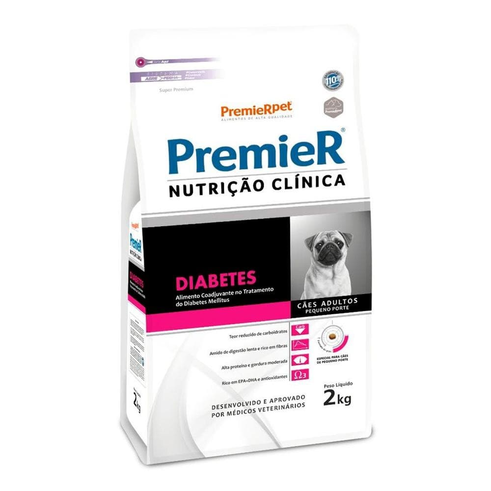 PremieR Nutrição Clínica Diabetes Cães Adultos Pequenos 2Kg