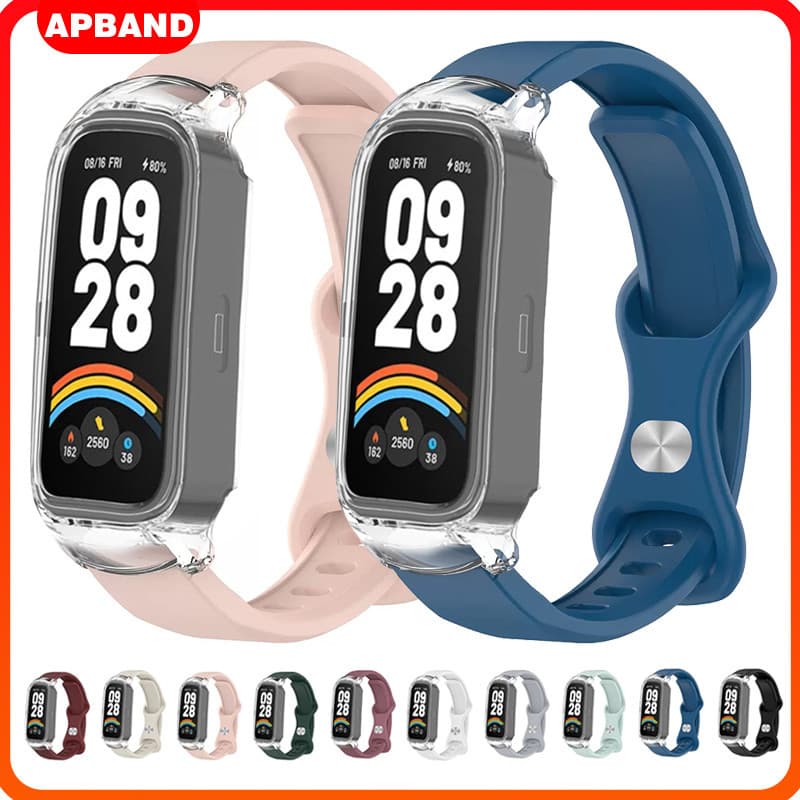 Pulseira Silicone De Capa Capinha Transparente Para Relógio Smartwatch Xiaomi Mi Band 9 Active/8 Active/Redmi Band 3/2