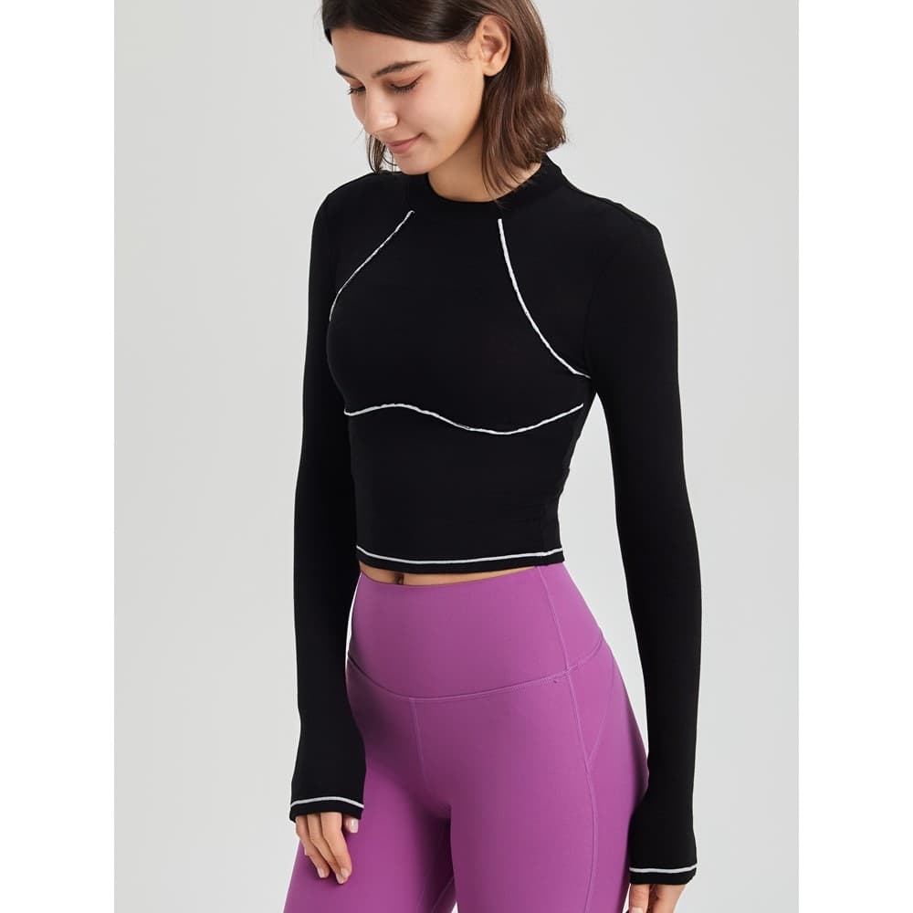 Flor cor desconto FX2390 outono inverno roupas de Fitness feminino manga comprida Mousse apertado roupas de Yoga contras