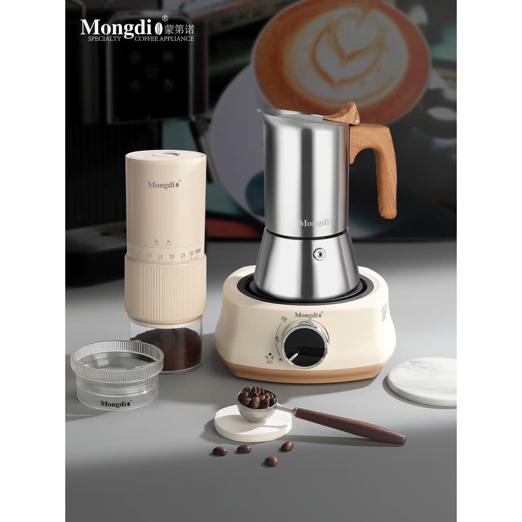 Mongdio conjunto de pote mongdio de aço inoxidável para fazer cafeteira doméstica pequena máquina de café expresso pote 