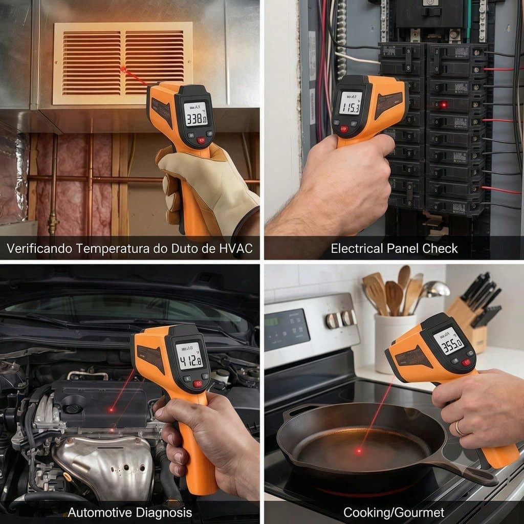 Termômetro Digital Infravermelho Laser Mira Culinário Automotivo Termômetro De Testa  Pilha AAA P.QIU
