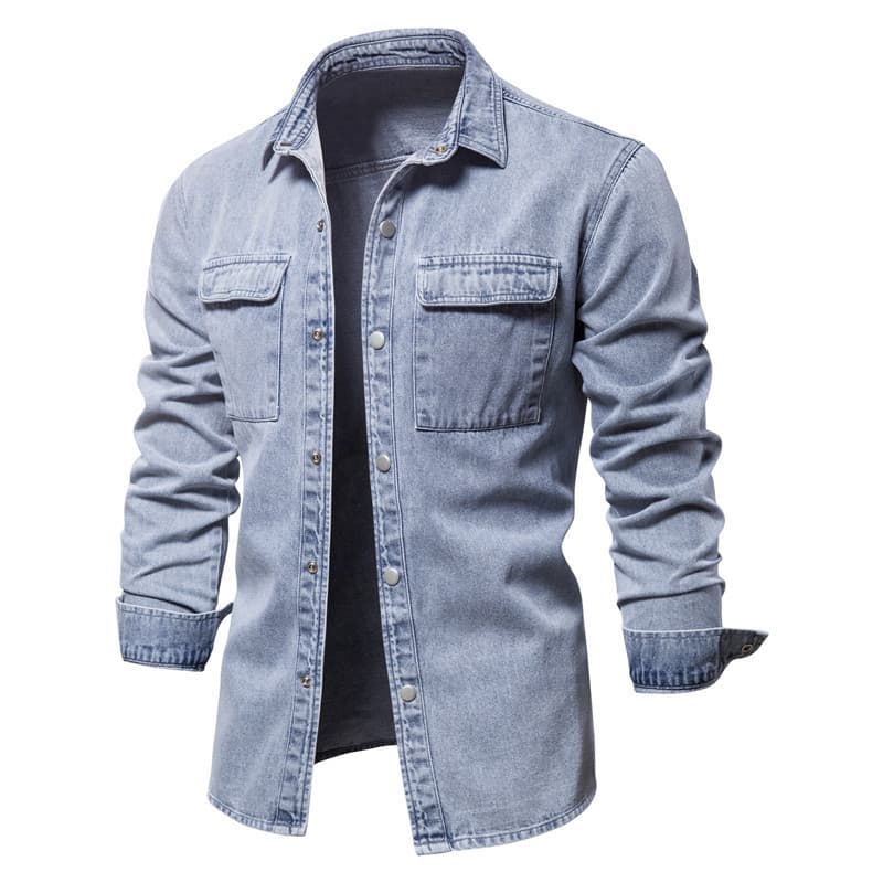 Jaqueta jeans masculina europeia americana, jaqueta moderna Casual lavada, jaqueta jeans masculina