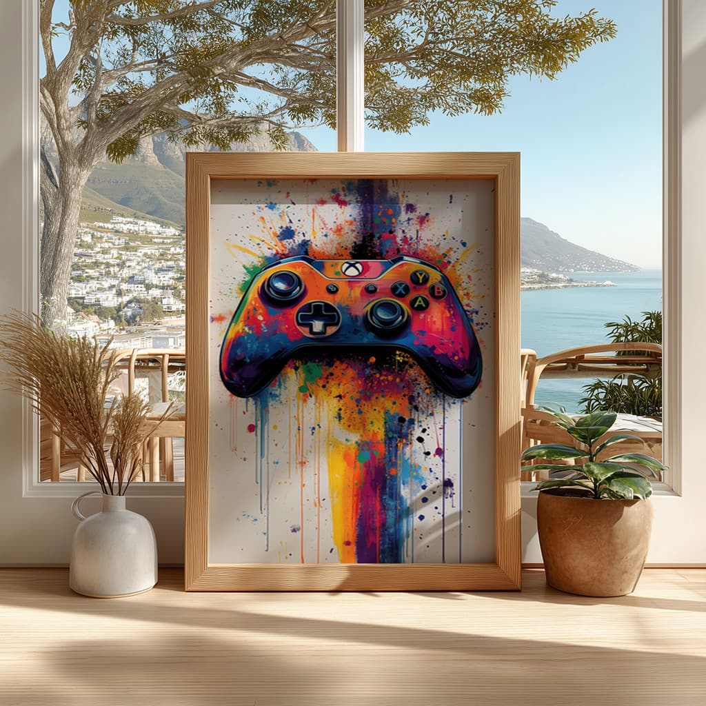 Quadro Gamer Controle Video Game Arte Colorida Moderna Geek Nerd Decoração Sala Quarto Parede