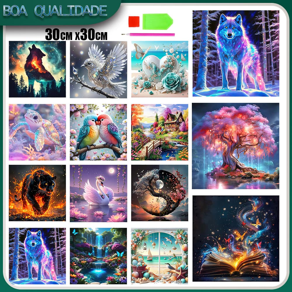 Pintura Com Diamante Kit Completo 30x30cm Quadrado Pintura Diamante Art 5D Pintura De Diamante Diy 5D