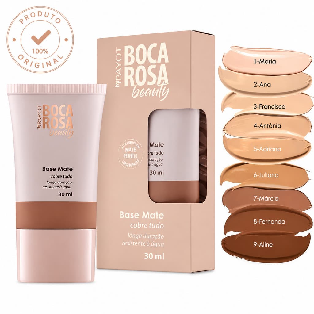Base Líquida Boca Rosa Beauty By Payot 30ml Original Matte Alta Cobertura Longa Duração