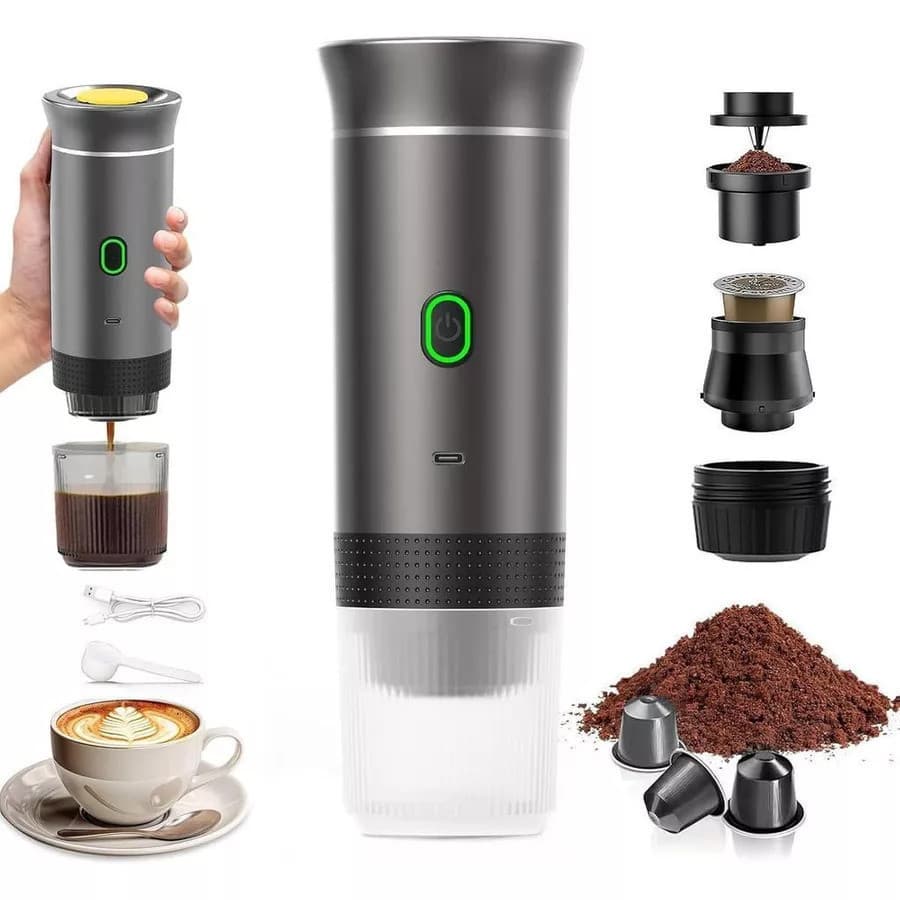 Máquina de Café Expresso Portátil 3 em 1 Elétrica para Cafeteira cápsulas e Café Moído  Capillum