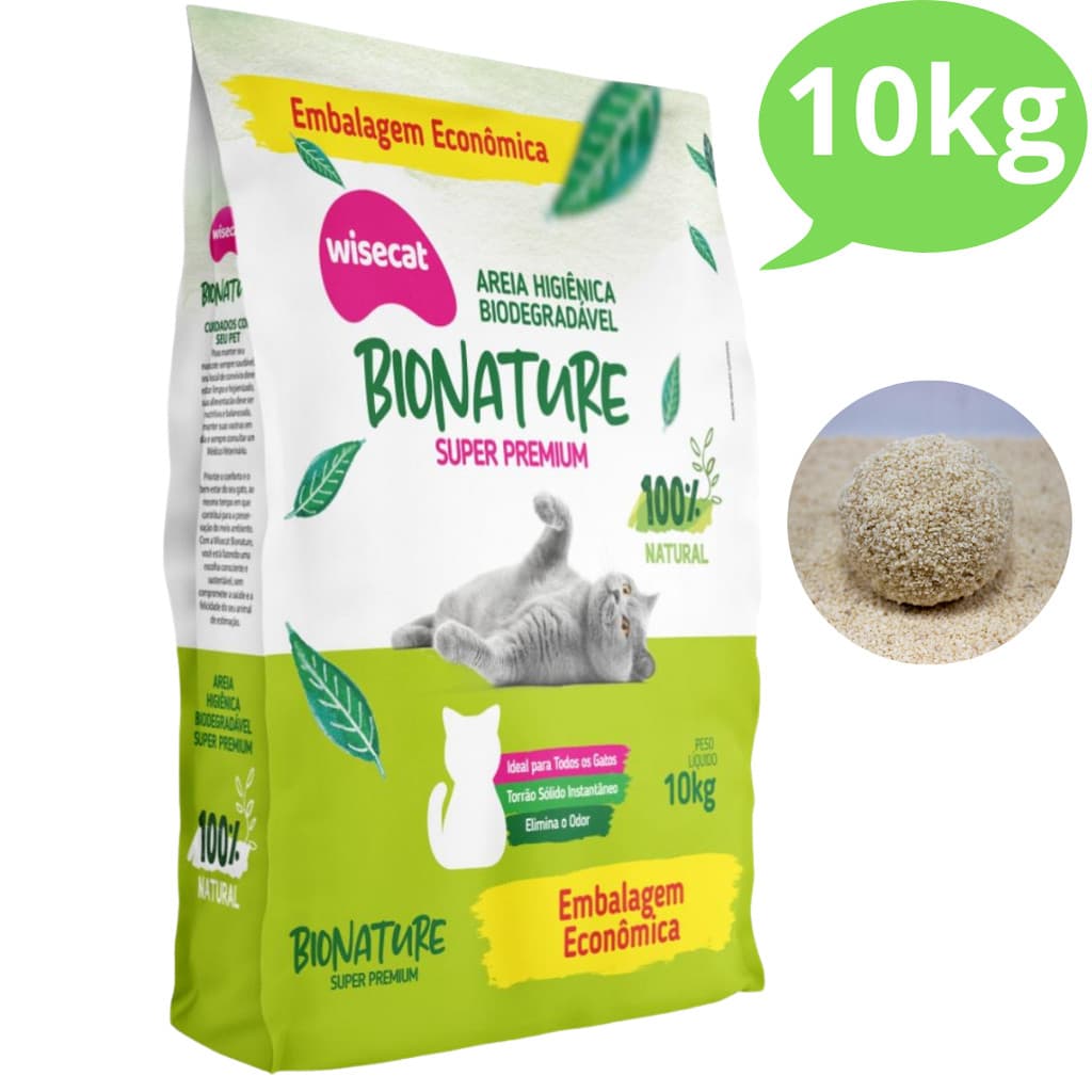 Areia Sanitária De Mandioca Granulado Para Gatos Biodegradável Wisecat 1.0.kg