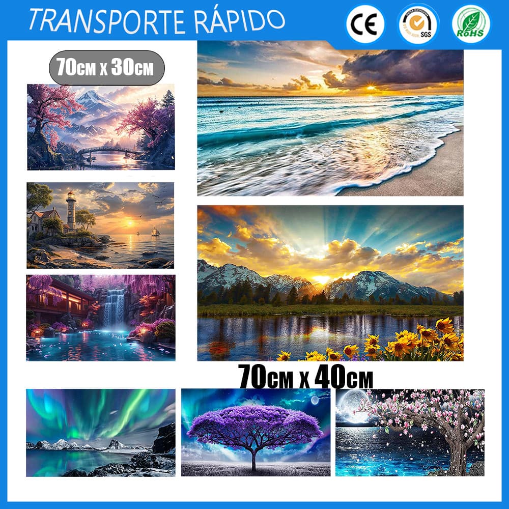 Kit de pintura com diamantes redondos 70x40cm Pintura com diamantes 5D Tela artística Sem cavalete Decoração para casa