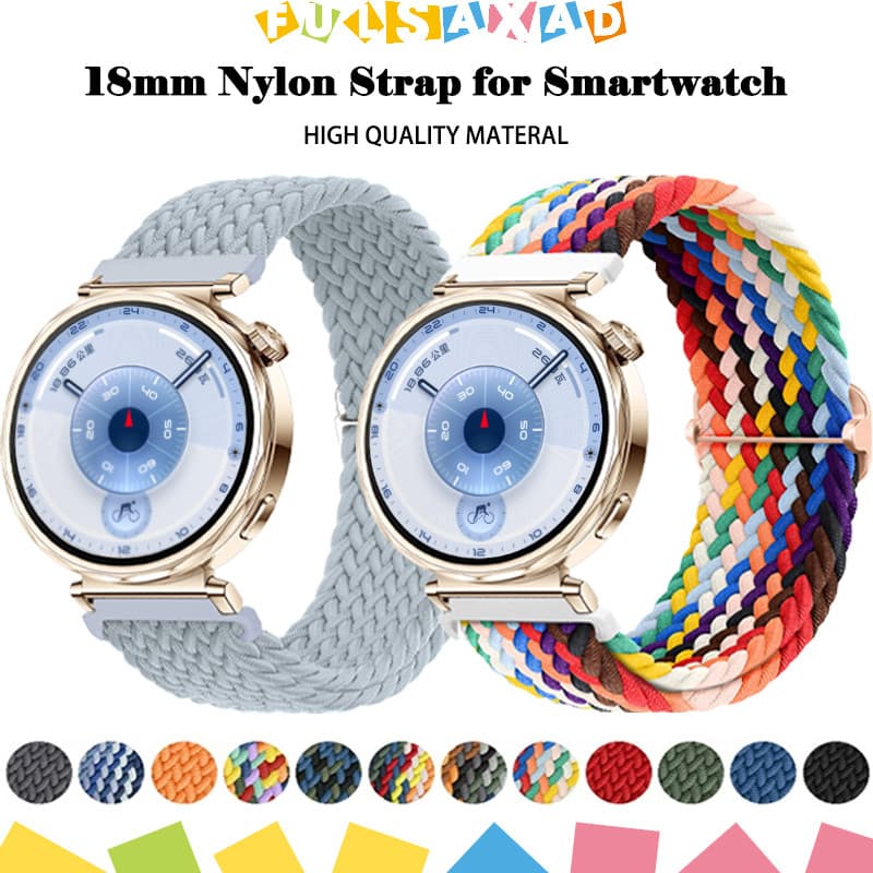 Strap Pulseira De Nailon Elástico 18mm Para Relógio Smartwatch Huawei Watch GT 6 5 4 41mm/Garmin Venu 3/ 2S /Fossil