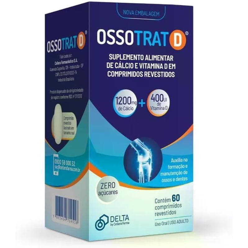 Suplemento Alimentar Ossotrat D 60 Comprimidos Cálcio + Vitamina D Suplemento Diário Mais Economia