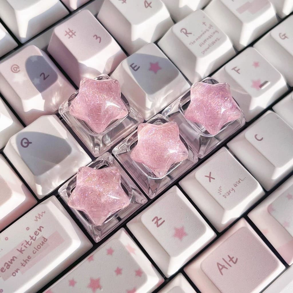 Personalizado Transparente Estrela Glitter Keycap Bonito WASD Direção Chave Cruz Teclado Mecânico