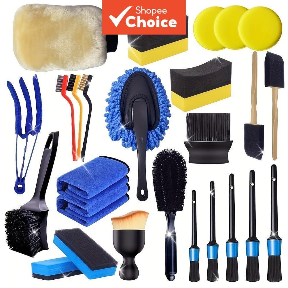 Conjunto De Escova De Detalhamento De Carro Kit Completo De Limpeza Automática Para Aberturas E Rodas Internas