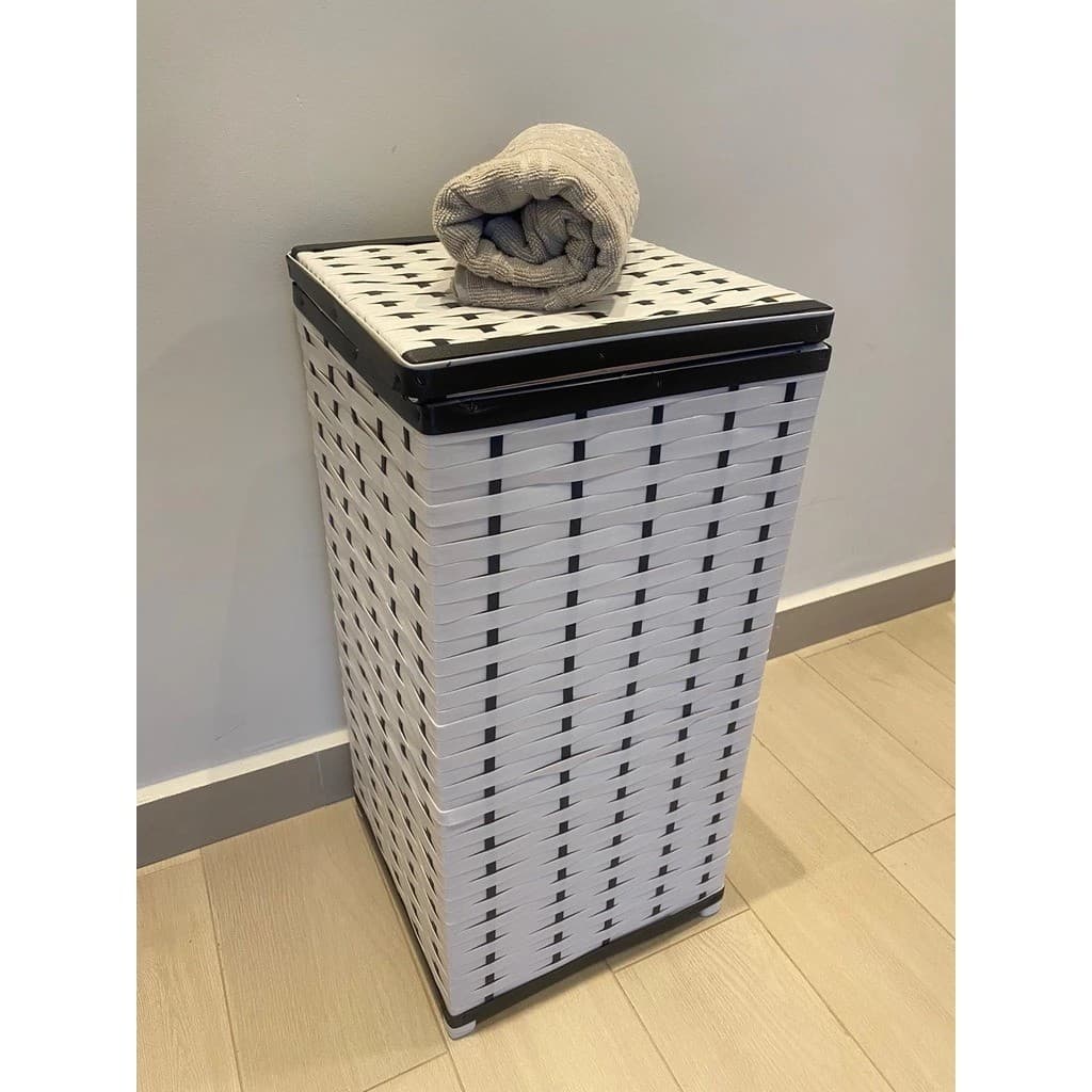 Cesto Roupa Suja 112L Fibra Sintética 40x40x70 Organizador Grande Lavanderia Banheiro