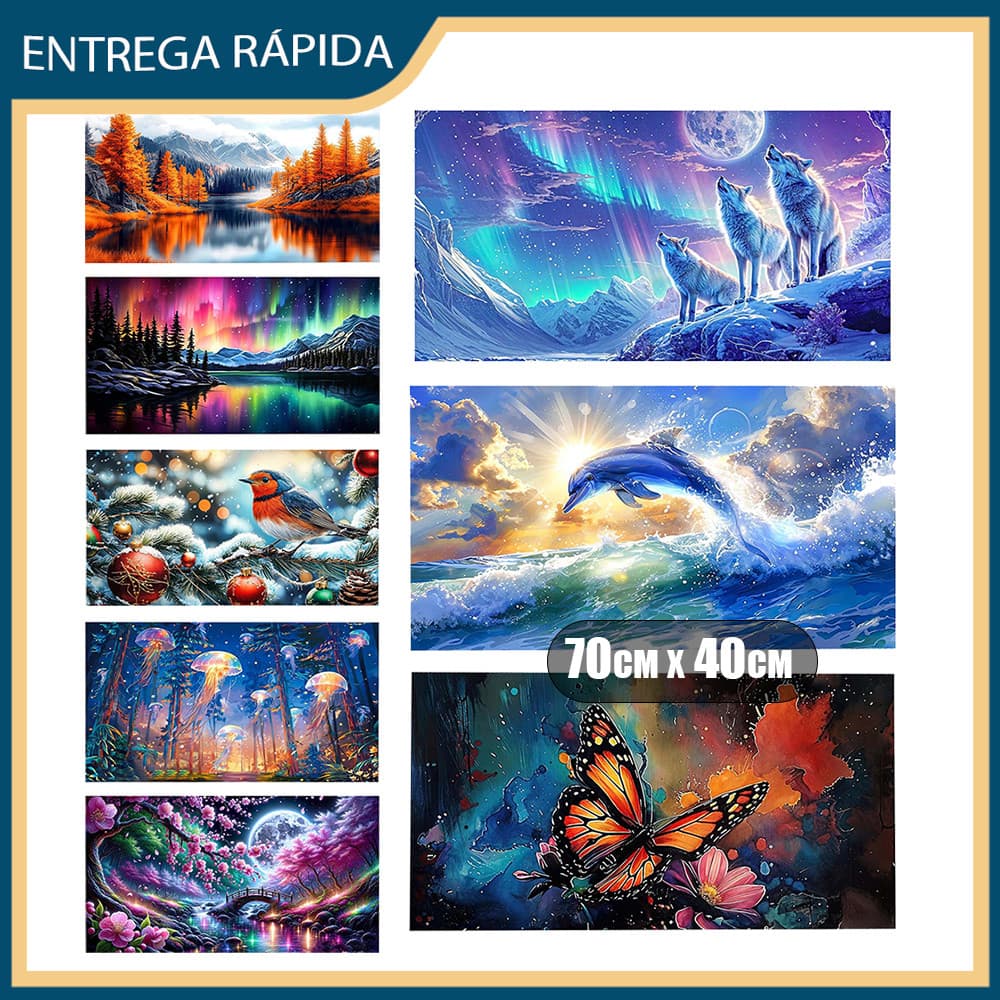 Pintura Diamante 5D Pintura De Diamante Pintura Diy 5D Diamante Quadrado Com 70x40cm Paisagem Aurora Diamante Art