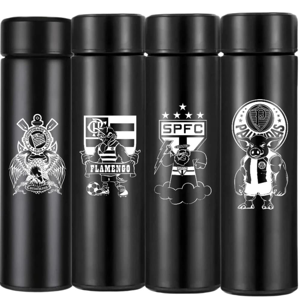 Garrafa Térmica  Led Digital Para Monitorar Temperatura 500ml Personalizada Times Brasileiros
