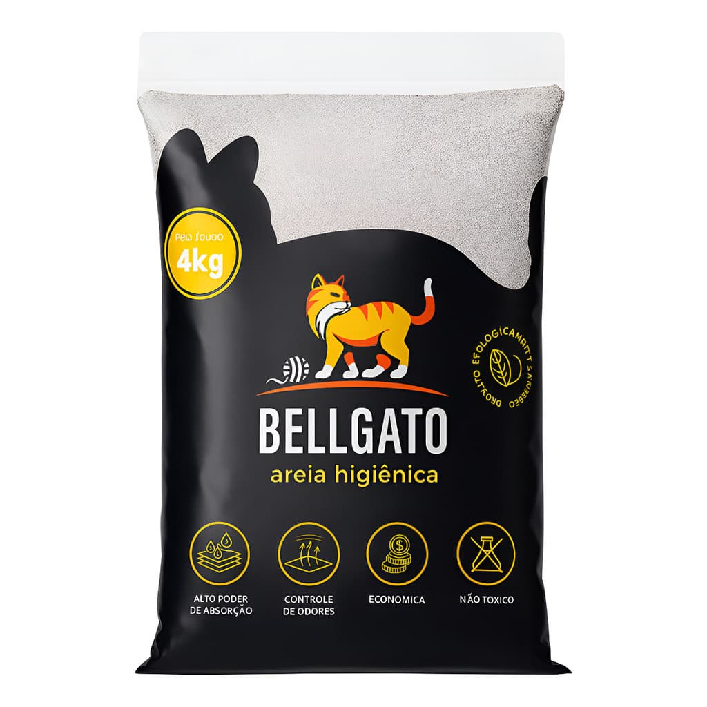 Areia Higiênica Sanitária 4kg Grãos Granulado Grosso Grossa Gatos Minerais Naturais Bellgato