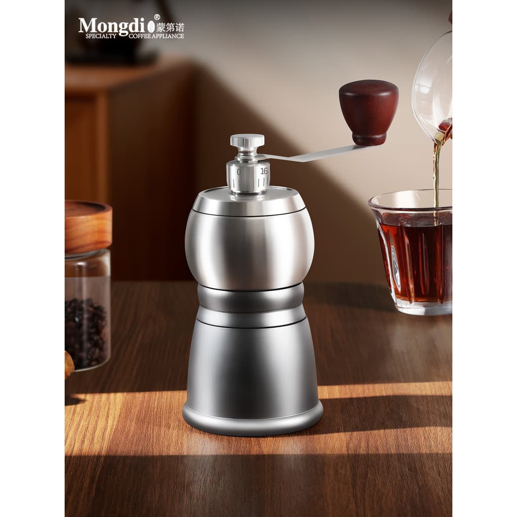 Mongdio Moedor de mão em aço inoxidável Moedor manual Máquina de café de grãos de café Retro Moedor de café