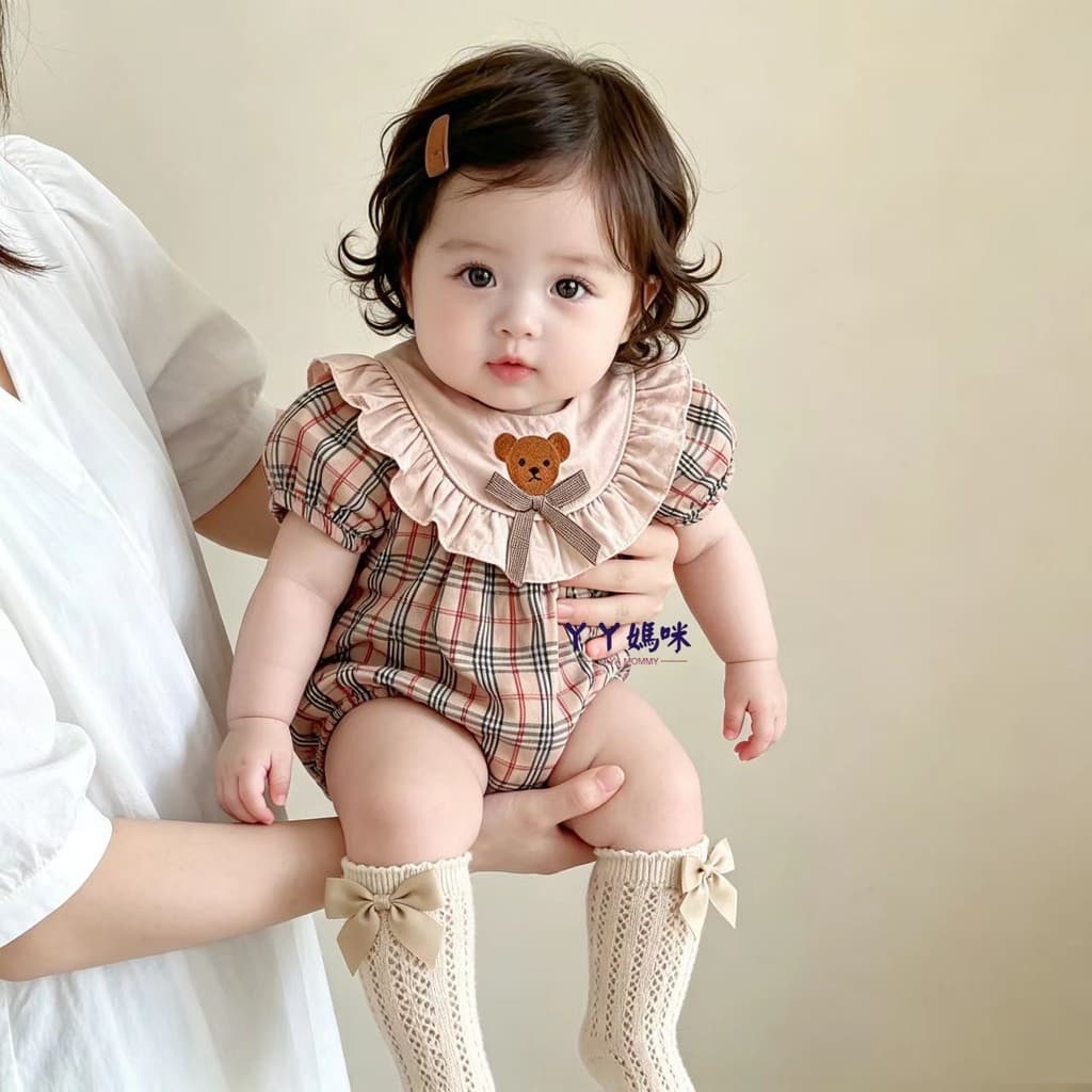 Bebê roupas de bebê roupas de verão fino recém-nascido macacão bebê menina Super bonito xadrez macacão verão Outing maca