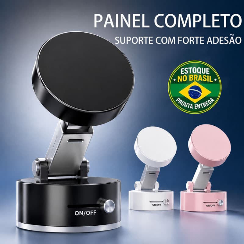 Suporte Magnético Para Celular Automotivo 360° Dobrável Ventosa Vácuo Forte Sucção Articulado Para Carro E Mesa