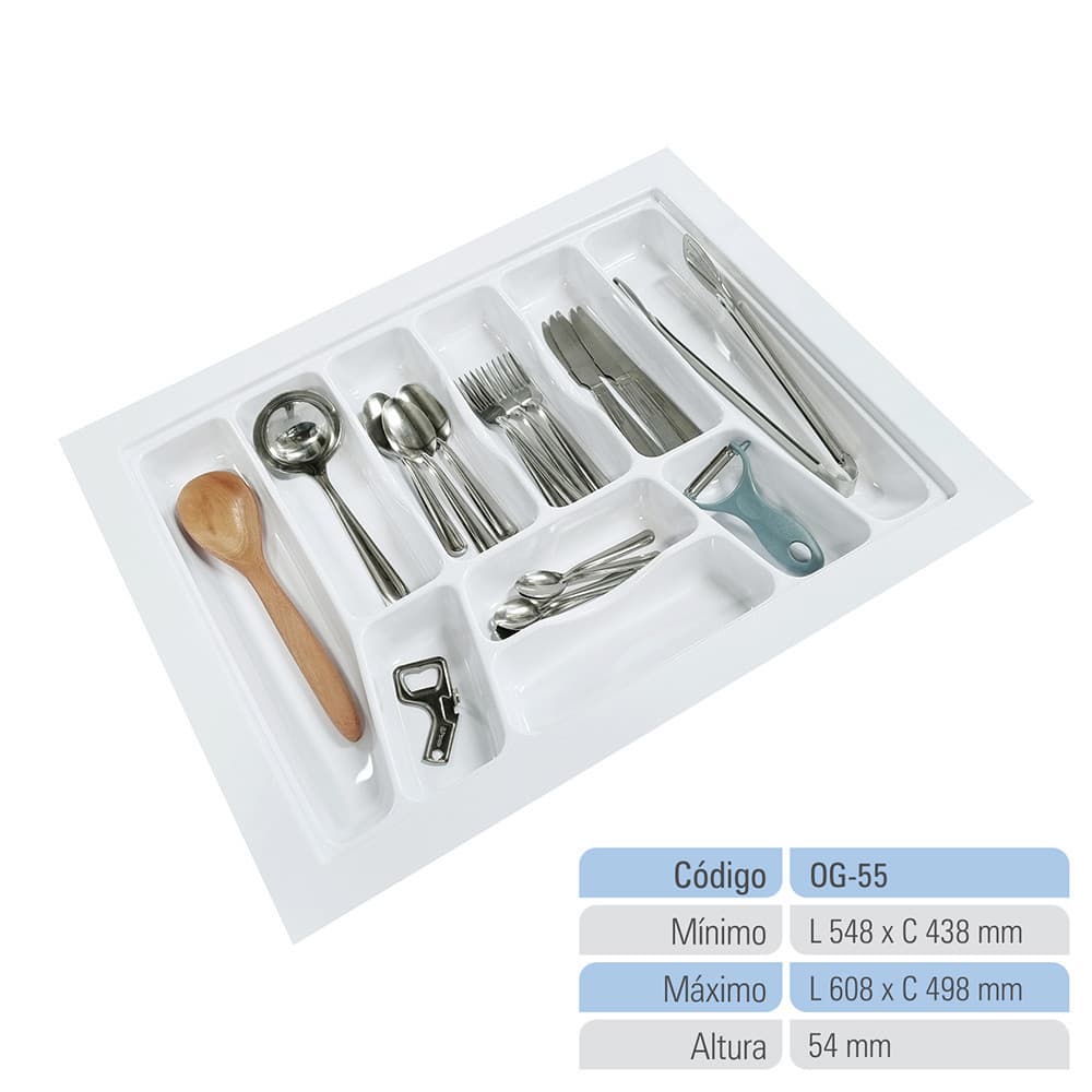 Organizador de Gaveta Porta Talheres Divisor de Talheres Organizador de Cozinha OG-55 Branco Multiuso