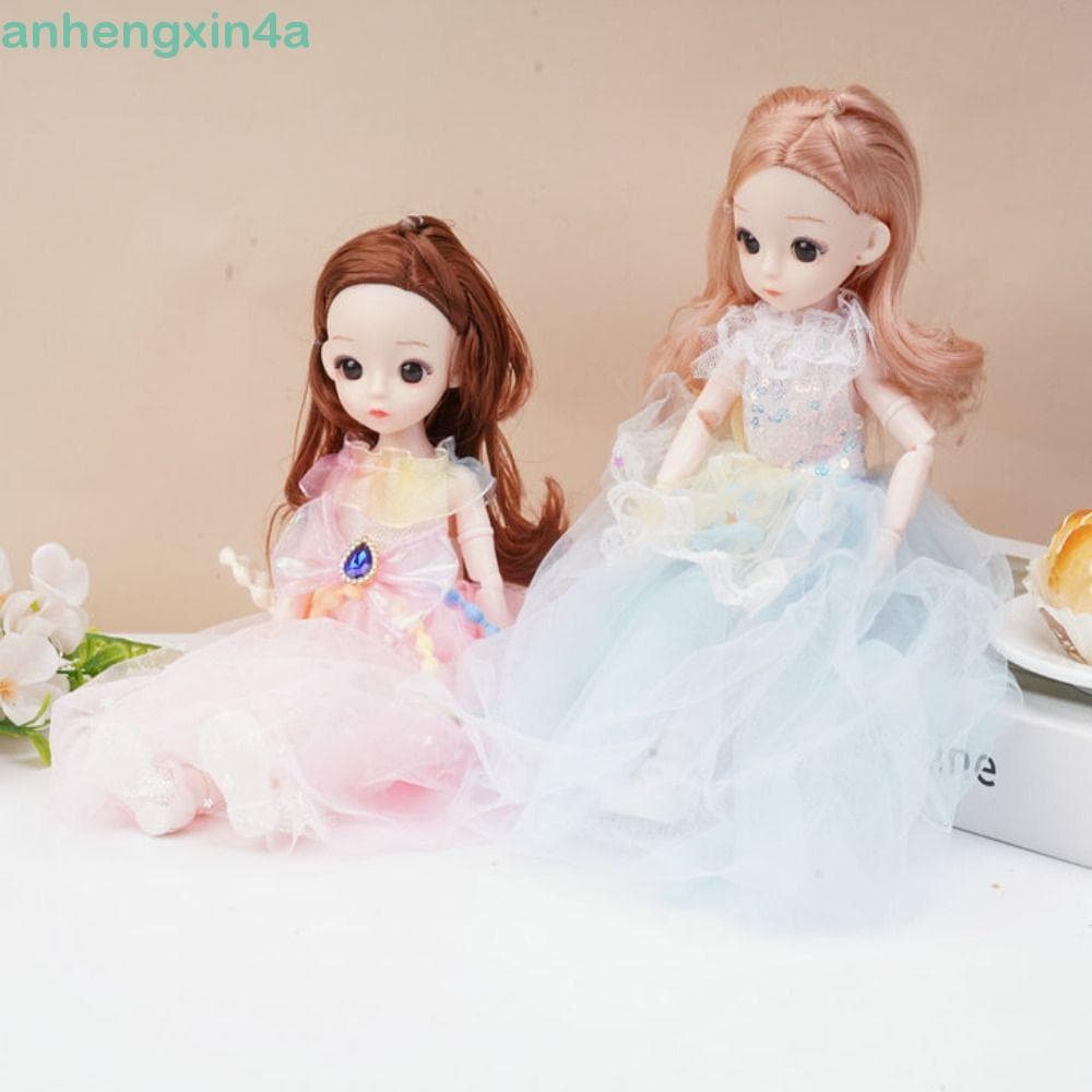 ANHENGXIN Princesa Vestir Bonecas Bjd , Cabelo Longo Articulado Bola 30cm Boneca Com Roupas , Olhos Atraentes