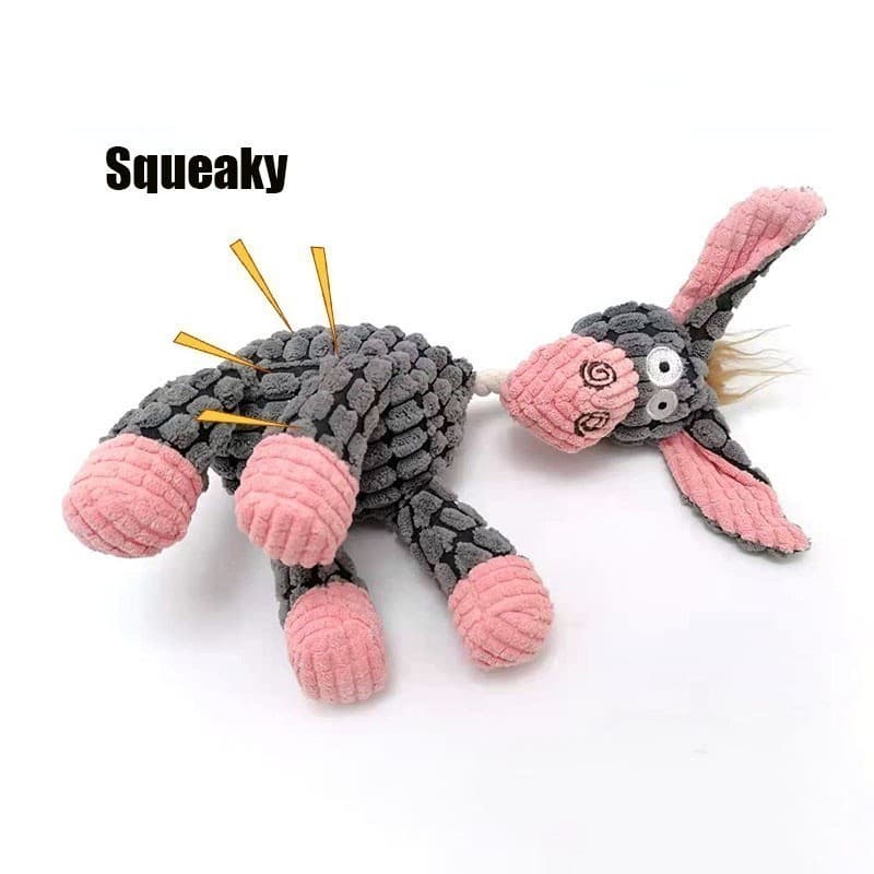 Brinquedo de pelúcia em forma de burro, feito de veludo, para roer, com som, ideal para cães e cachorros, para estimular