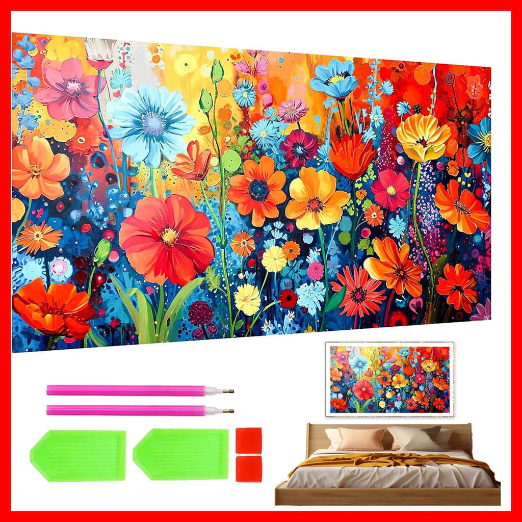 70 x 40 cm Pintura Diamante Flores Silvestres 5D Diamante Arte Cheia Diamante Tridimensional Gem Crafts