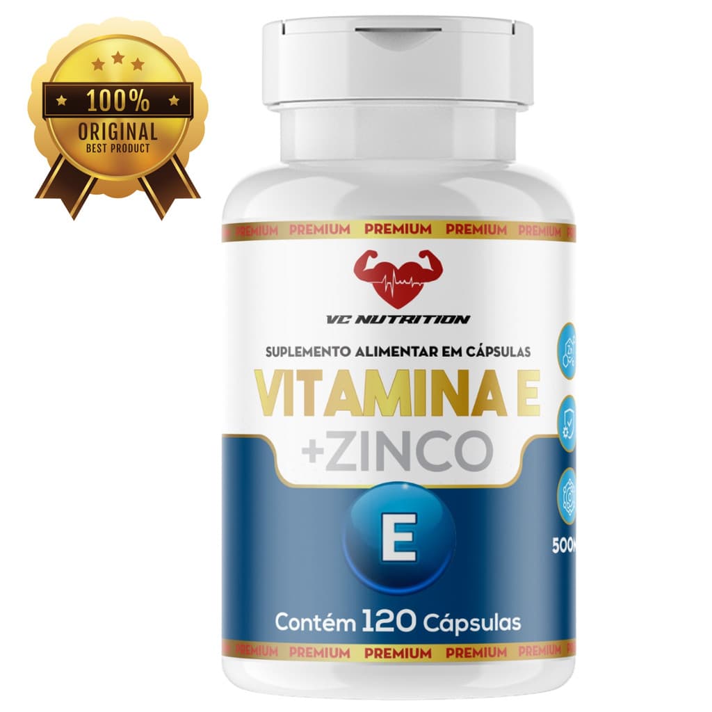 Vitamina E + Zinco 500 mg 120 Caps Suplemento natural