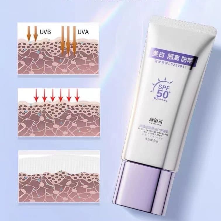 Yan Valueyu Creme Protetor Solar de Alta Potência Isolamento Iluminador Protetor Solar Clareador Loção Protetor Solar An