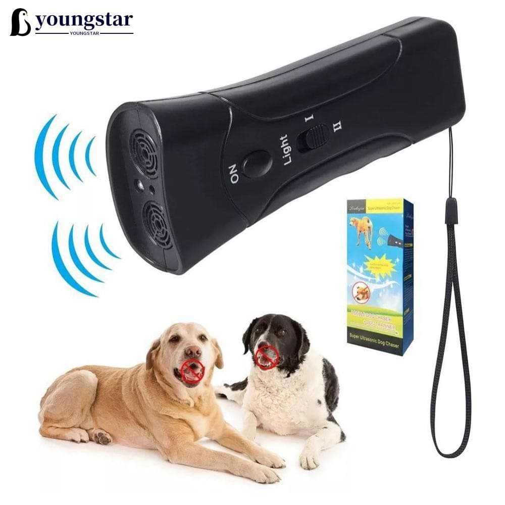 YGS 2 Em 1 Dispositivo Antilatido Portátil LED Ultrassônico Pet Cachorro Repelente Controle De Treinamento Treinador Com