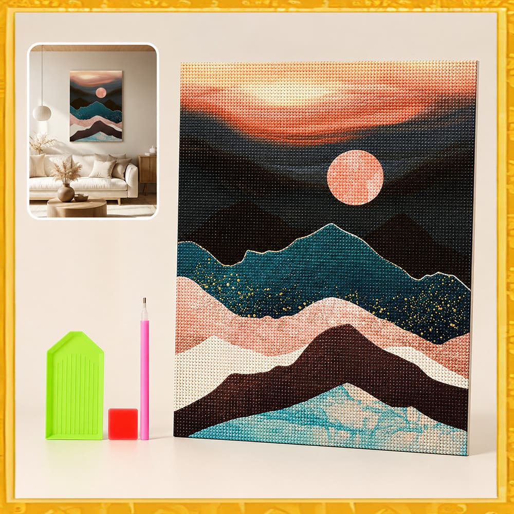 30 x 40 cm, Conjunto de Pintura com diamantes quadrados 5D, arte com diamantes Montanhas, artesanato de bordado