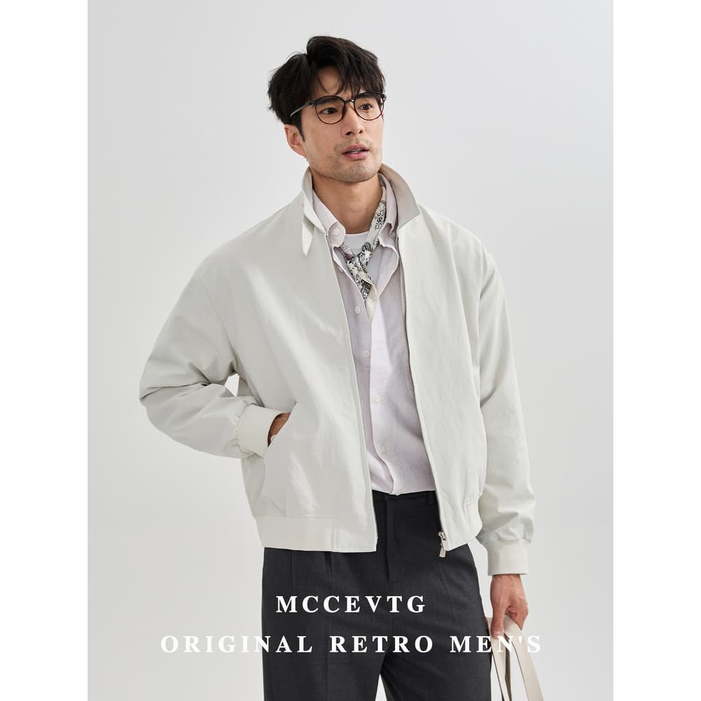 MCCEVTG Jaqueta Bomber à prova de vento masculina cor sólida jovem Casual Commuter jaqueta de lapela curta masculina out