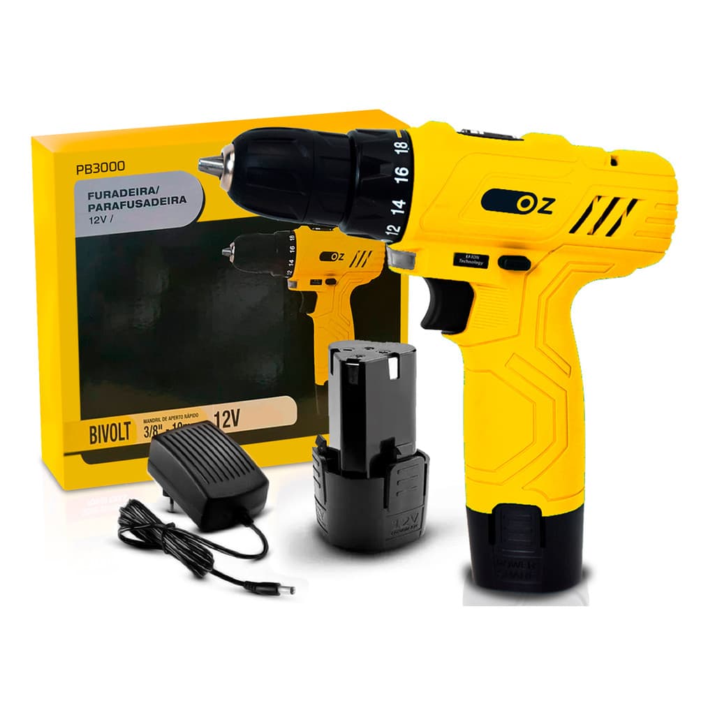 Parafusadeira Furadeira Sem Fio Bateria 12v Bivolt