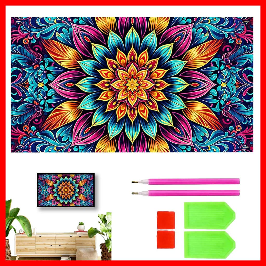 Conjunto de pintura diamante Mandala 70 x 40 cm 5D Diamond Art Full Diamond Tridimensional Gem Crafts