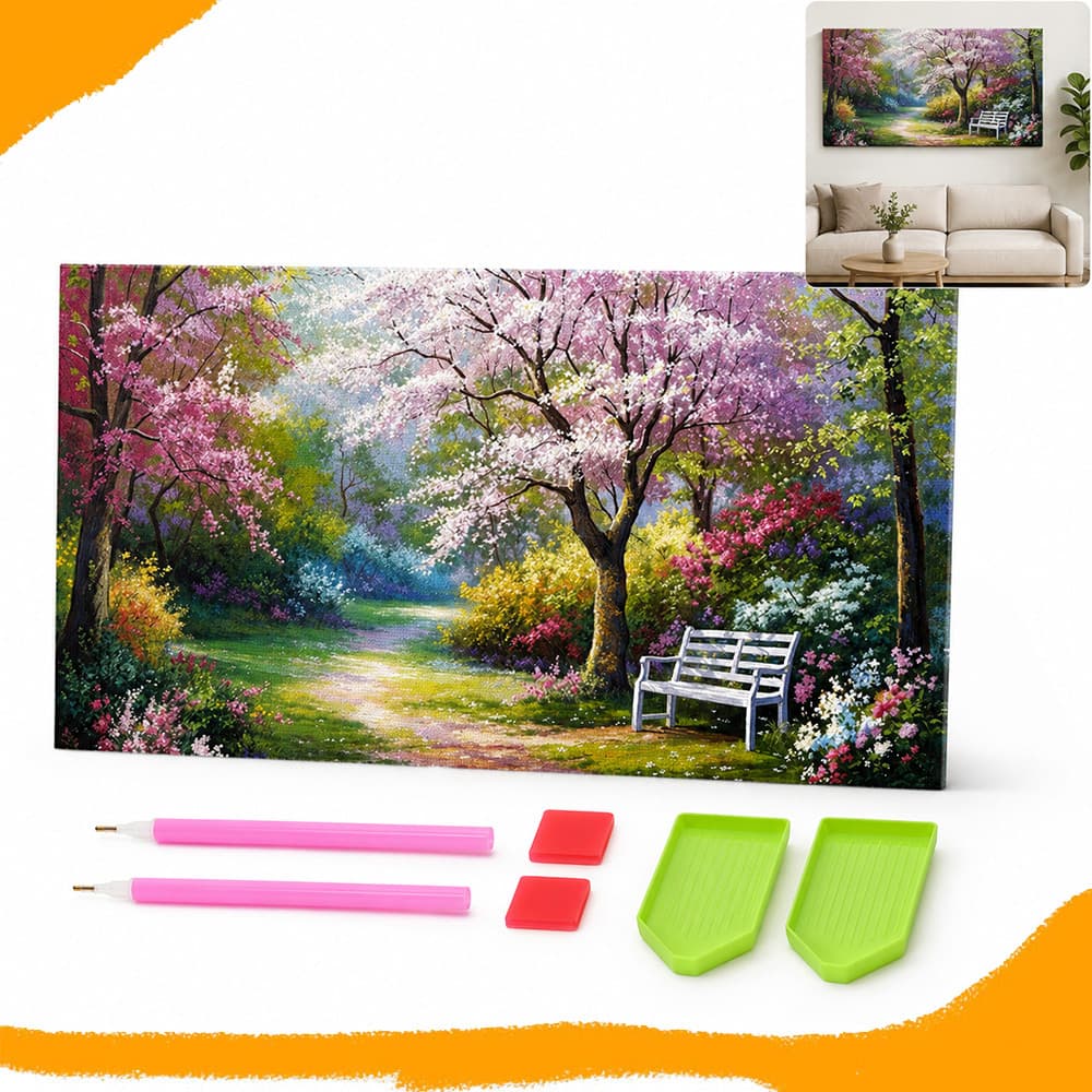 40 x 70 cm, Pintura com diamantes quadrados 5D, Conjunto coloridos de arte com diamantes de Trilho na floresta