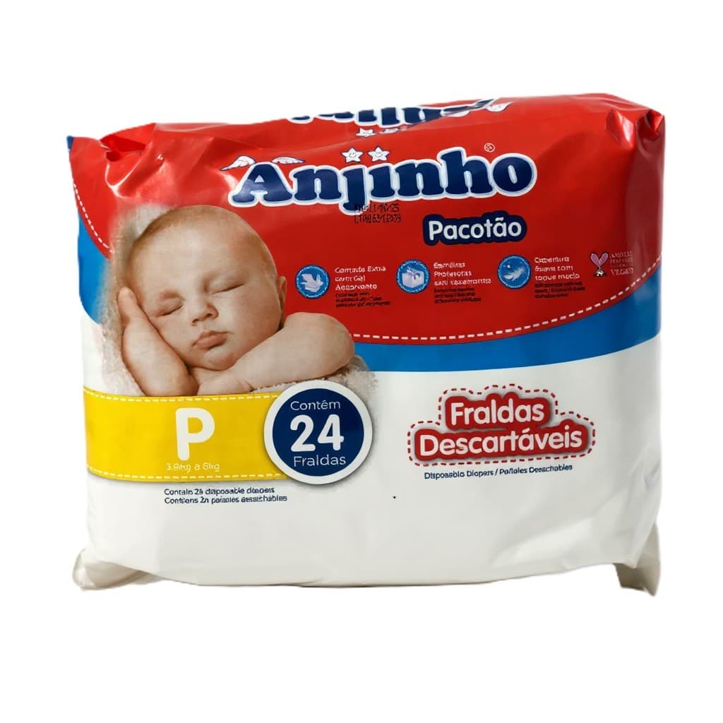 Fralda Descartável Anjinho Tamanho P - Pct 24 unid