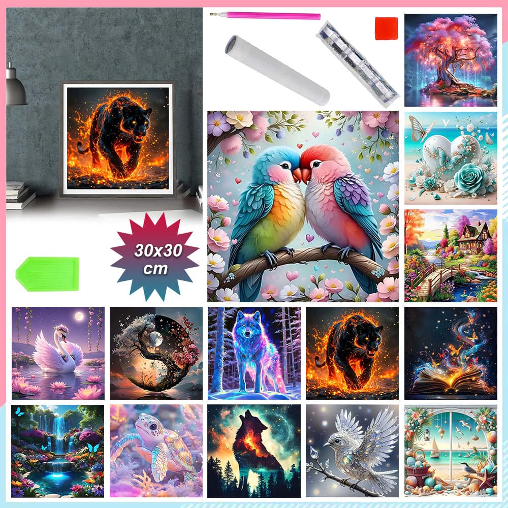 Kits de arte de diamante para adultos, pintura de diamante 5D, arte e artesanato com pedras preciosas 30 x 30 cm