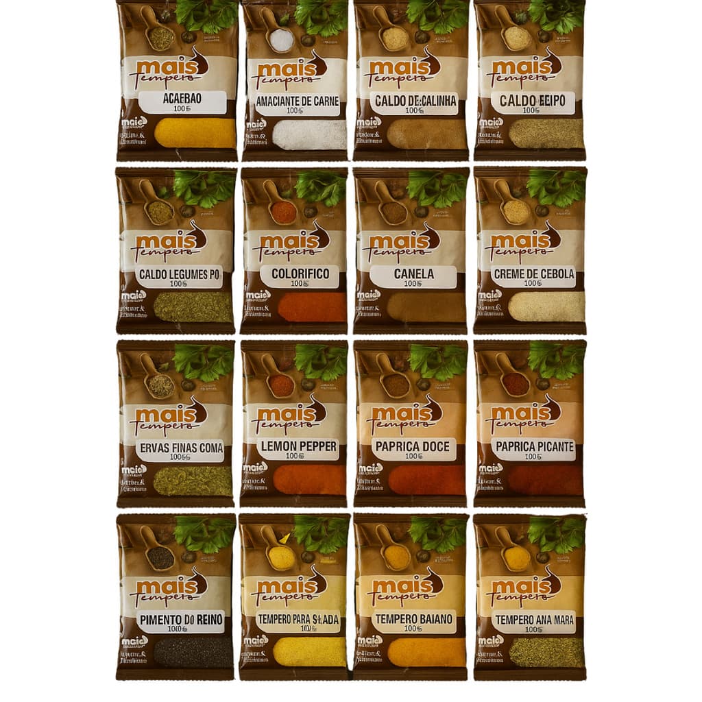 KIT 200 UNIDADES DE TEMPEROS 100G – IDEAL PARA REVENDA! - Muito Mais Tempero